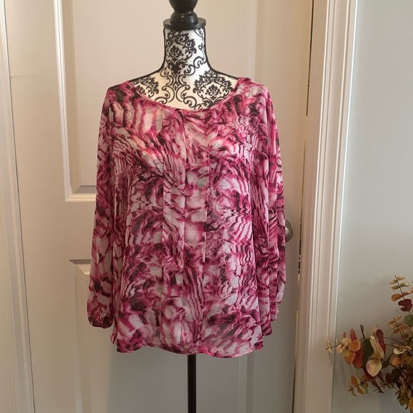 NWOT. Woman’s sheer top with cocoon style fit and elastic cuffed sleeves. - Picture 1 of 10